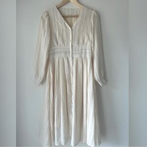 Cream / off-white striped long sleeve dress